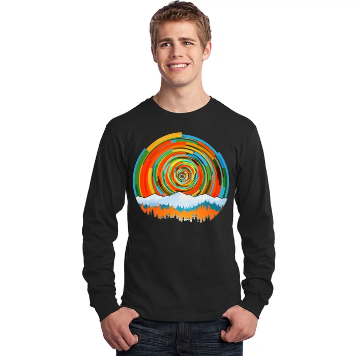 Retro Geometric Sunrise Long Sleeve Shirt