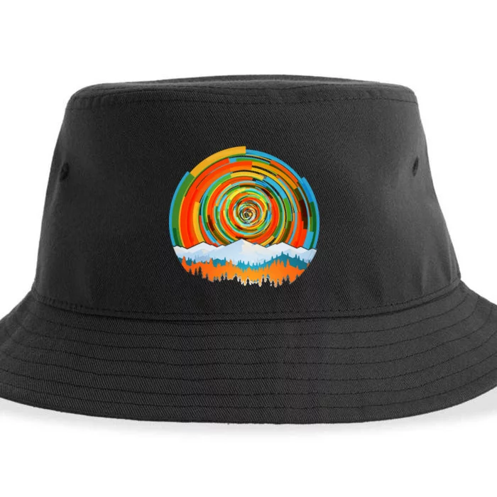 Retro Geometric Sunrise Sustainable Bucket Hat