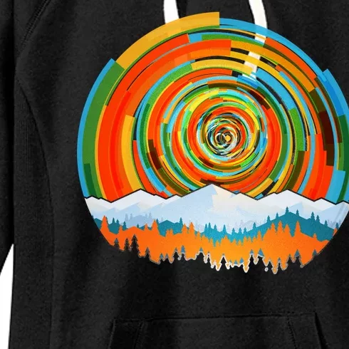 Retro Geometric Sunrise Women's Fleece Hoodie