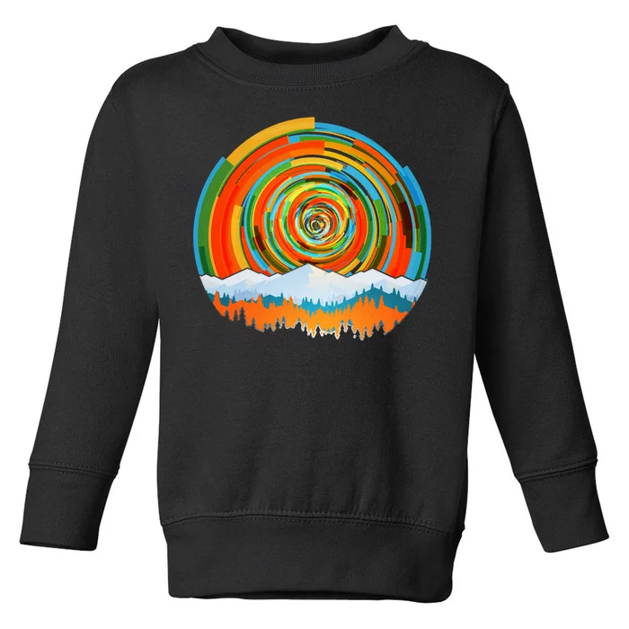 Retro Geometric Sunrise Toddler Sweatshirt