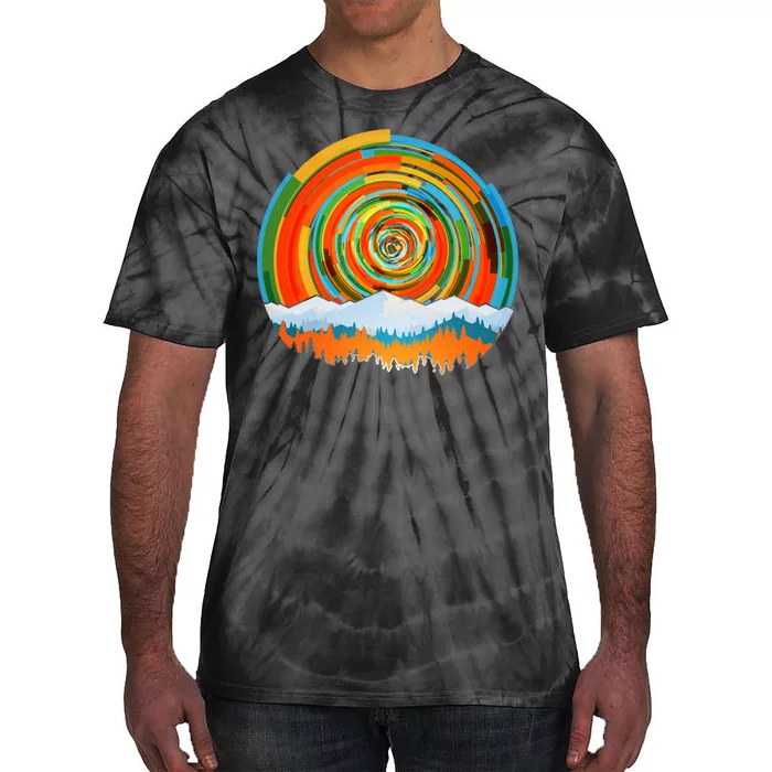 Retro Geometric Sunrise Tie-Dye T-Shirt