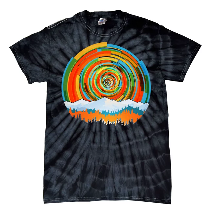 Retro Geometric Sunrise Tie-Dye T-Shirt