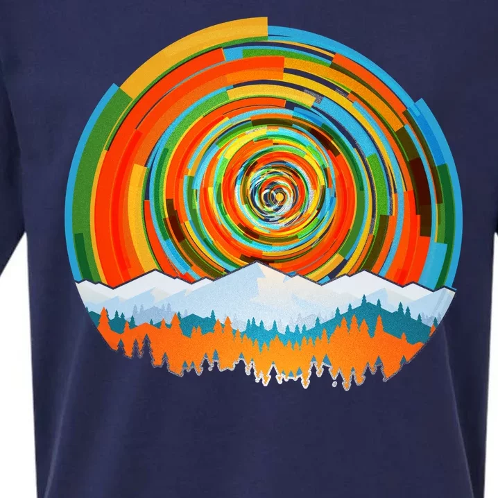 Retro Geometric Sunrise Sueded Cloud Jersey T-Shirt