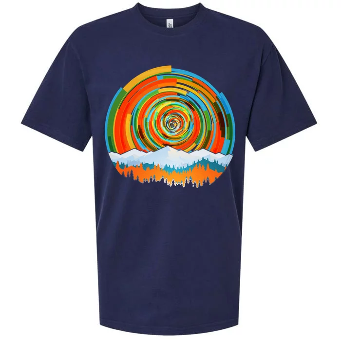 Retro Geometric Sunrise Sueded Cloud Jersey T-Shirt