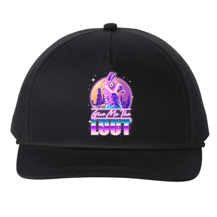 Retro Give Me the Loot Llama Loot Snapback Five-Panel Rope Hat