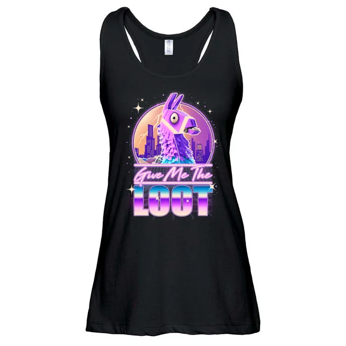 Retro Give Me the Loot Llama Loot Ladies Essential Flowy Tank