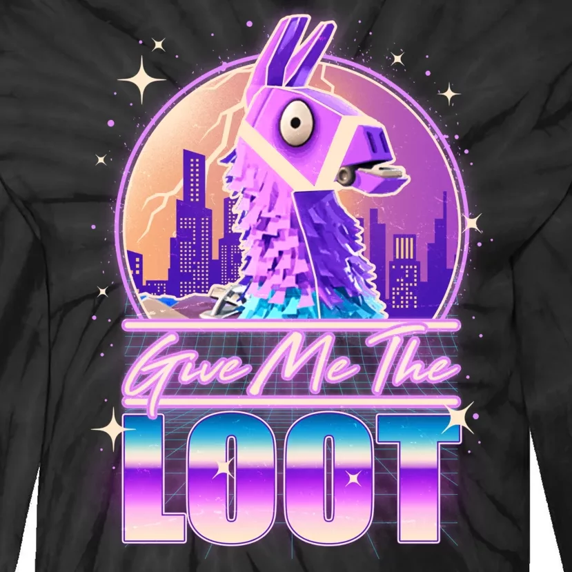 Retro Give Me the Loot Llama Loot Tie-Dye Long Sleeve Shirt