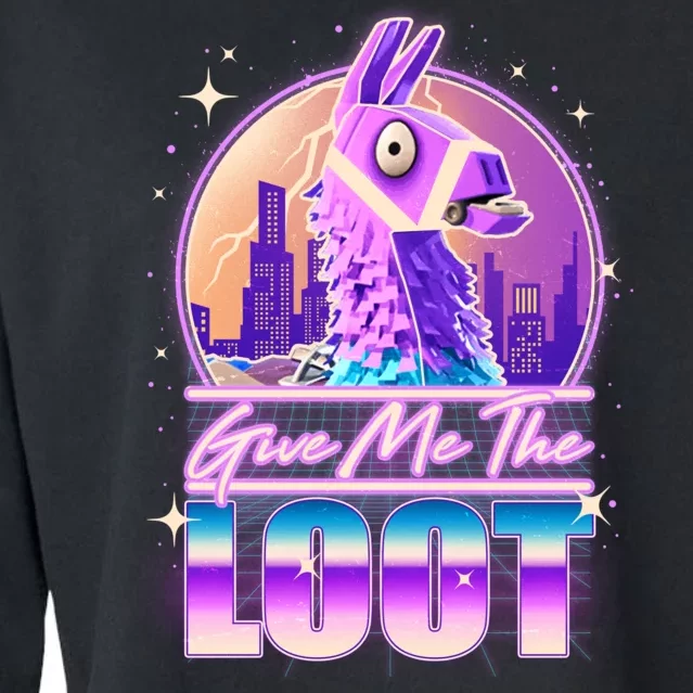 Retro Give Me the Loot Llama Loot Cropped Pullover Crew