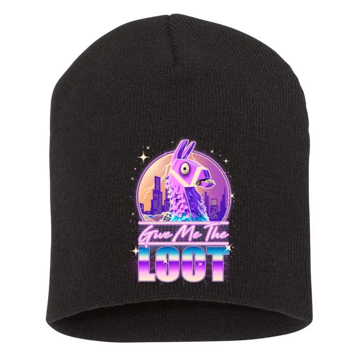 Retro Give Me the Loot Llama Loot Short Acrylic Beanie