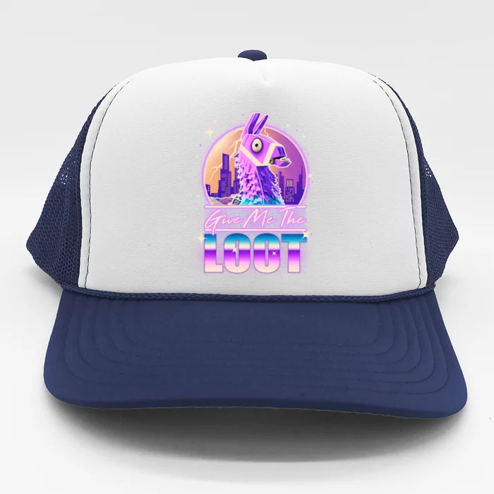 Retro Give Me the Loot Llama Loot Trucker Hat