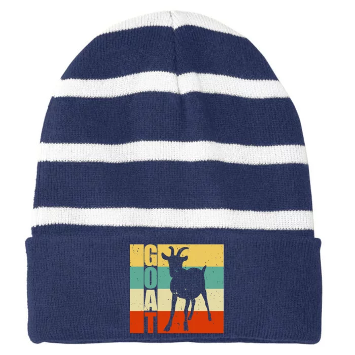 Retro Goat Striped Beanie with Solid Band