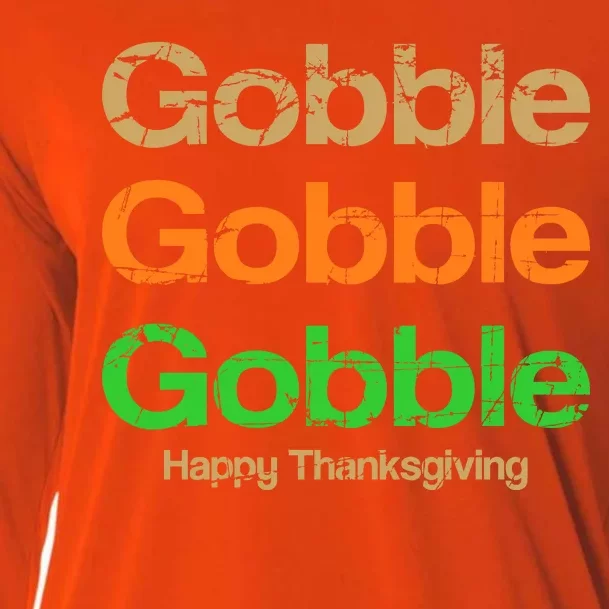 Retro Gobble Funny Thanksgiving Cooling Performance Long Sleeve Crew