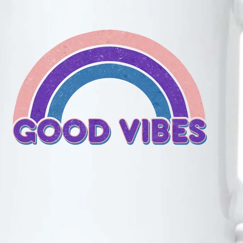 Retro Good Vibes Rainbow Black Color Changing Mug