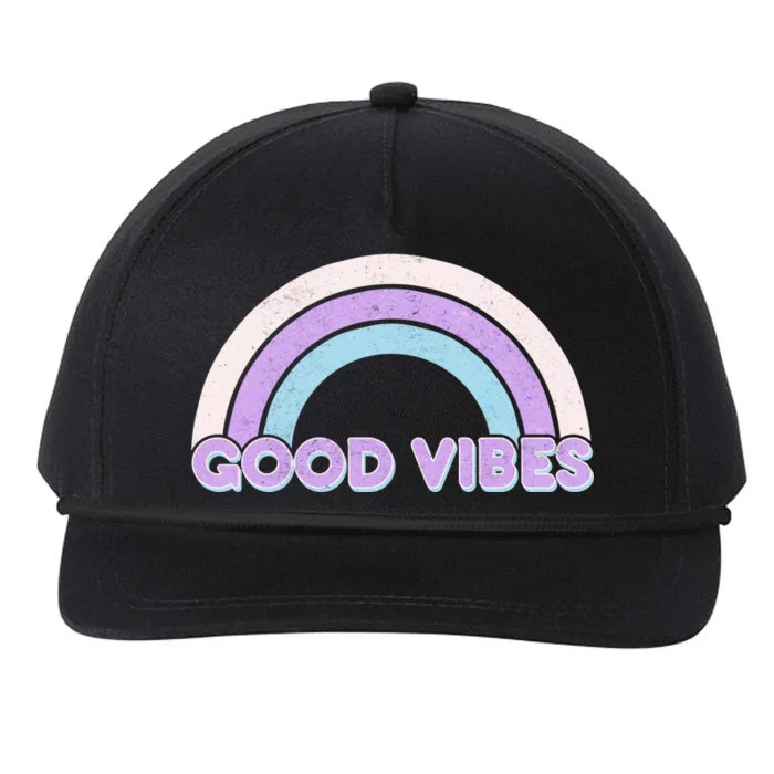 Retro Good Vibes Rainbow Snapback Five-Panel Rope Hat