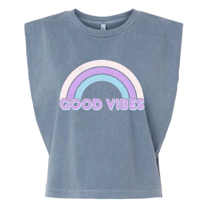 Retro Good Vibes Rainbow Garment-Dyed Women's Muscle Tee