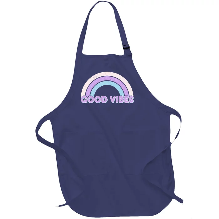 Retro Good Vibes Rainbow Full-Length Apron With Pocket