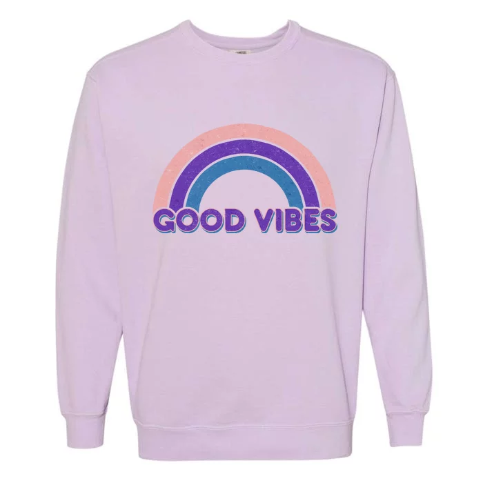 Retro Good Vibes Rainbow Garment-Dyed Sweatshirt