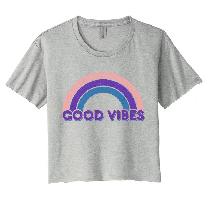 Retro Good Vibes Rainbow Women's Crop Top Tee