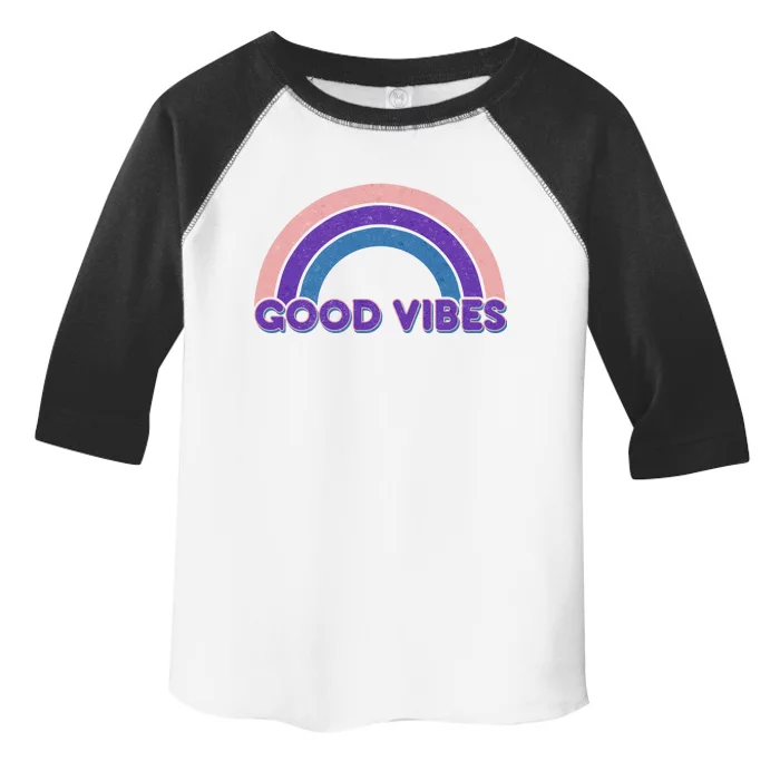 Retro Good Vibes Rainbow Toddler Fine Jersey T-Shirt