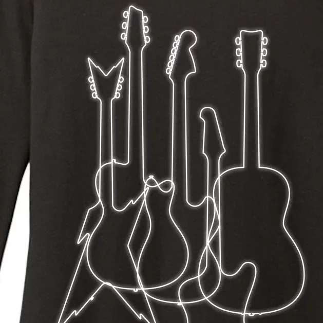 Retro Guitars Womens CVC Long Sleeve Shirt