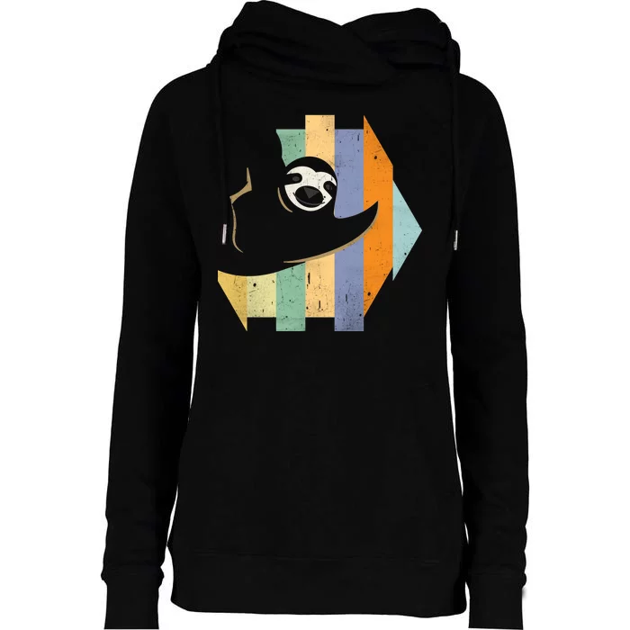 Retro Hanging Sloth Womens Funnel Neck Pullover Hood