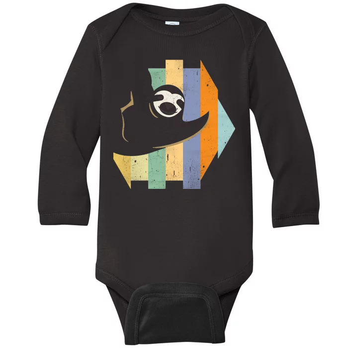 Retro Hanging Sloth Baby Long Sleeve Bodysuit