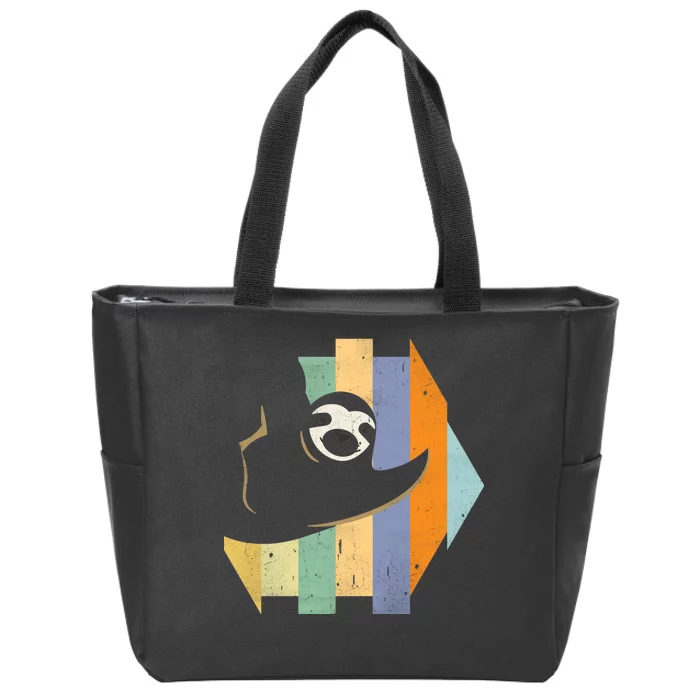 Retro Hanging Sloth Zip Tote Bag