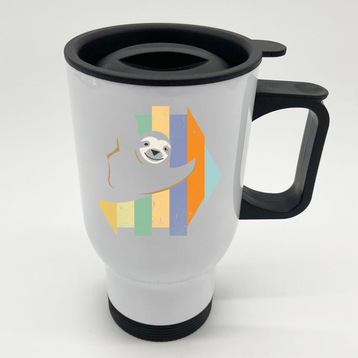 Retro Hanging Sloth Front & Back Stainless Steel Travel Mug