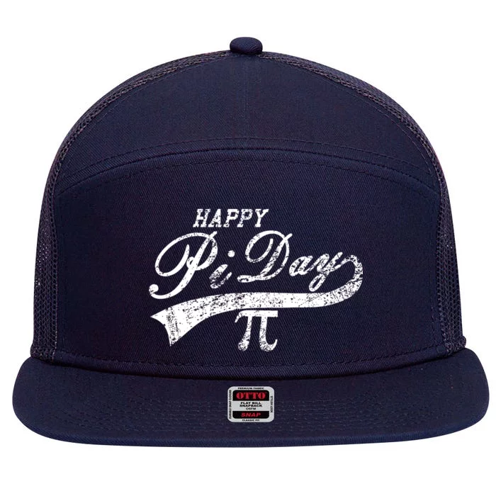 Retro Happy Pi Day 3.14 March 14th Math Geek 7 Panel Mesh Trucker Snapback Hat