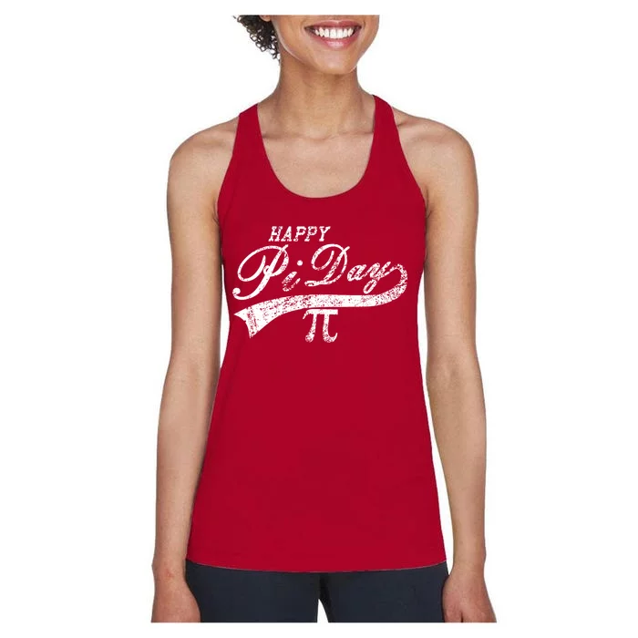 Retro Happy Pi Day 3.14 March 14th Math Geek Women's Racerback Tank