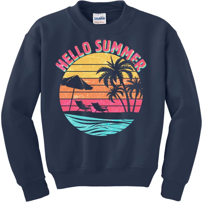 Retro Hello Summer Kids Sweatshirt