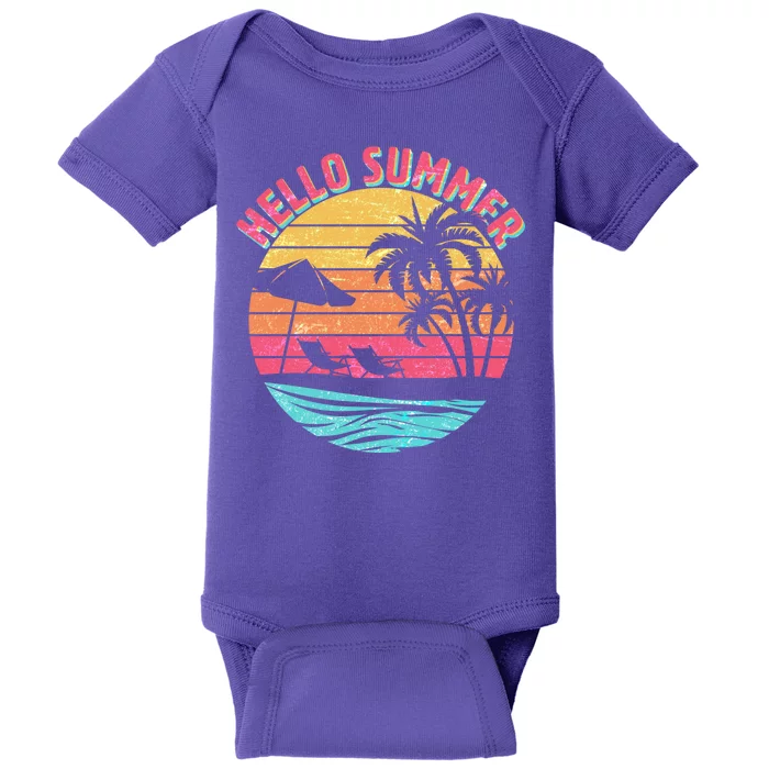 Retro Hello Summer Baby Bodysuit