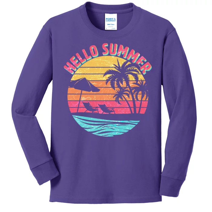 Retro Hello Summer Kids Long Sleeve Shirt