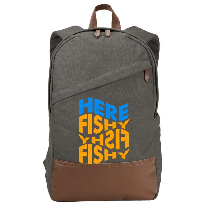 Retro Here Fishy Fishy Fishy Cotton Canvas Backpack