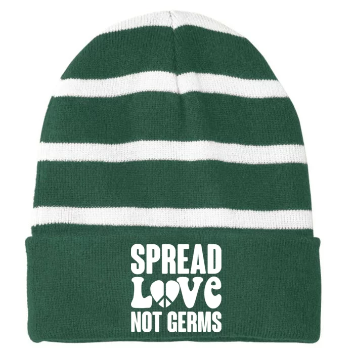 Retro Hippie Spread Love Not Germs Striped Beanie with Solid Band