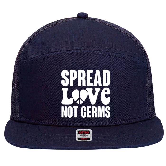 Retro Hippie Spread Love Not Germs 7 Panel Mesh Trucker Snapback Hat