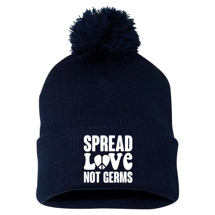 Retro Hippie Spread Love Not Germs Pom Pom 12in Knit Beanie