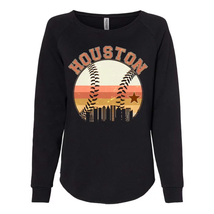 Retro Houston Baseball Fan Womens California Wash Sweatshirt