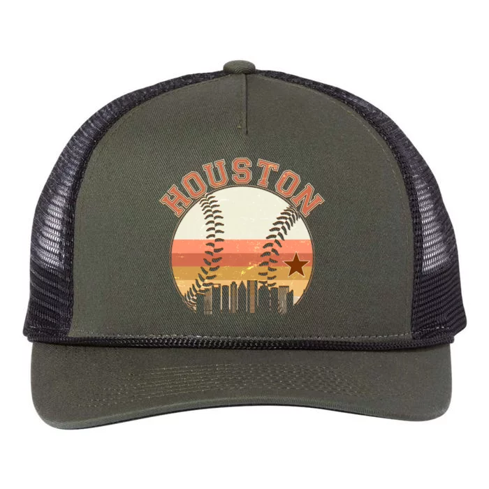 Retro Houston Baseball Fan Retro Rope Trucker Hat Cap