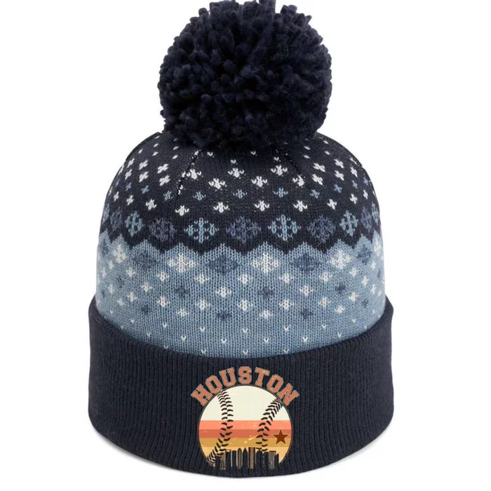 Retro Houston Baseball Fan The Baniff Cuffed Pom Beanie