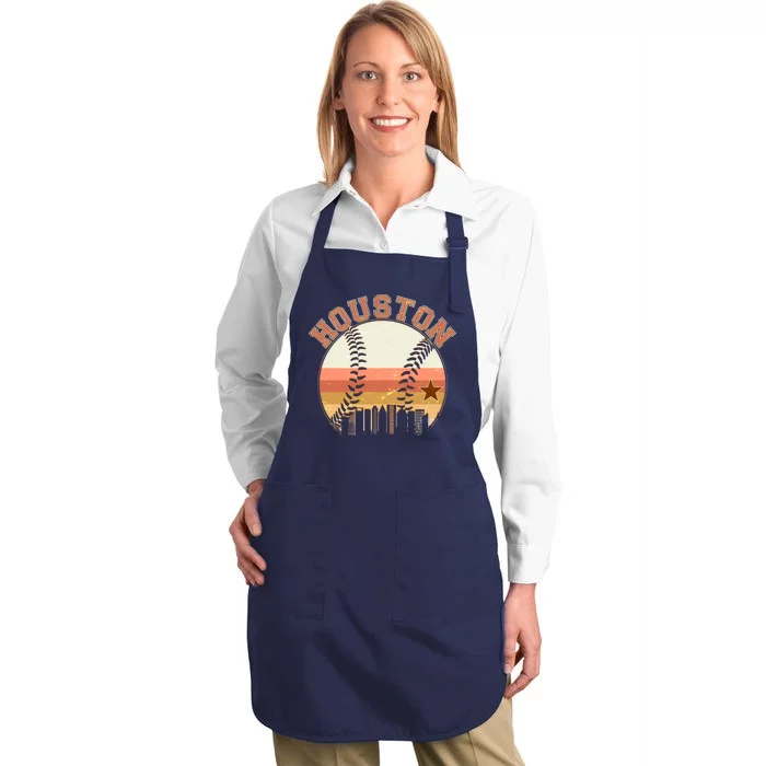 Retro Houston Baseball Fan Full-Length Apron With Pocket