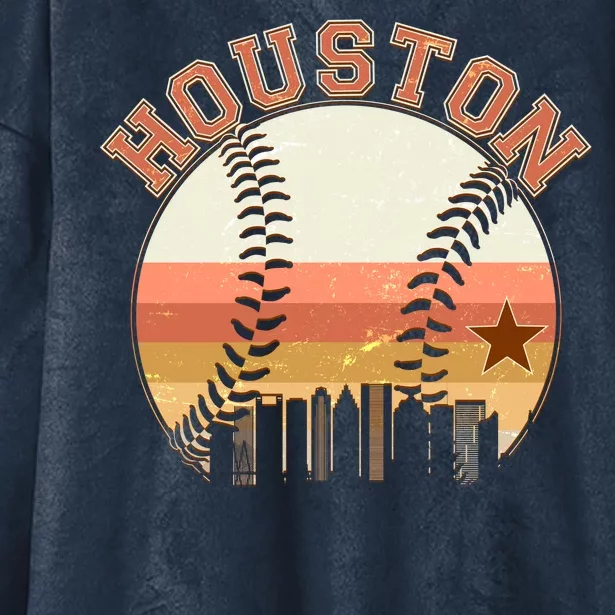 Retro Houston Baseball Fan Hooded Wearable Blanket