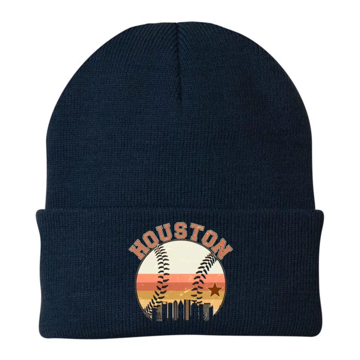 Retro Houston Baseball Fan Knit Cap Winter Beanie