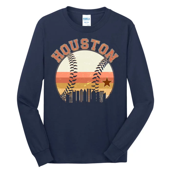 Retro Houston Baseball Fan Tall Long Sleeve T-Shirt