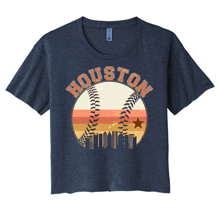 Retro Houston Baseball Fan Women's Crop Top Tee