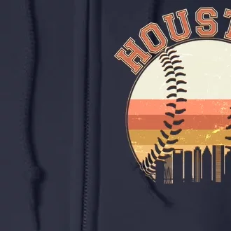 Retro Houston Baseball Fan Full Zip Hoodie