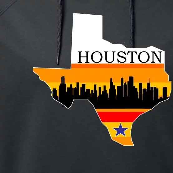 Retro Houston Texas Baseball Throwback Performance Fleece Hoodie