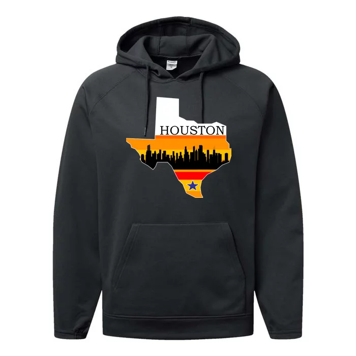 Retro Houston Texas Baseball Throwback Performance Fleece Hoodie