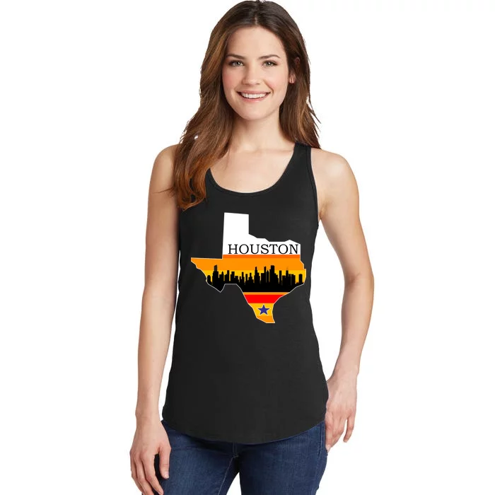 Retro Houston Texas Baseball Throwback Ladies Essential Tank