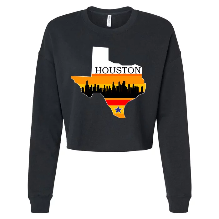 Retro Houston Texas Baseball Throwback Cropped Pullover Crew